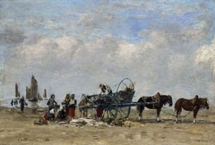 The fish-cart, Berck by Eugène Louis Boudin