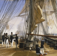 The French fleet forcing the entrance of Tagus River. 11 July 1831.