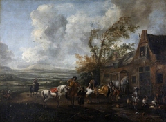 Travellers at a Blacksmith's Shop by Anonymous