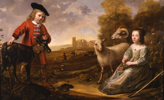 Two Children with a Shepherd in a Landscape