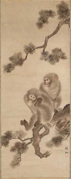 Two Monkeys in a Pine Tree by Mori Sosen