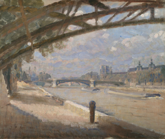Under the Pont des Arts, Paris. Noon by Julius Paulsen