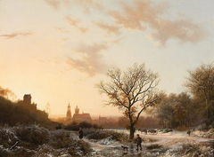 Winterlandschap Gezicht op Kleef by Barend Cornelis Koekkoek