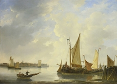 View of Dordrecht from Papendrecht by Christiaan Lodewijk Willem Dreibholtz