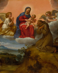 Virgin and Child Adored by Saint Francis by Francesco Albani