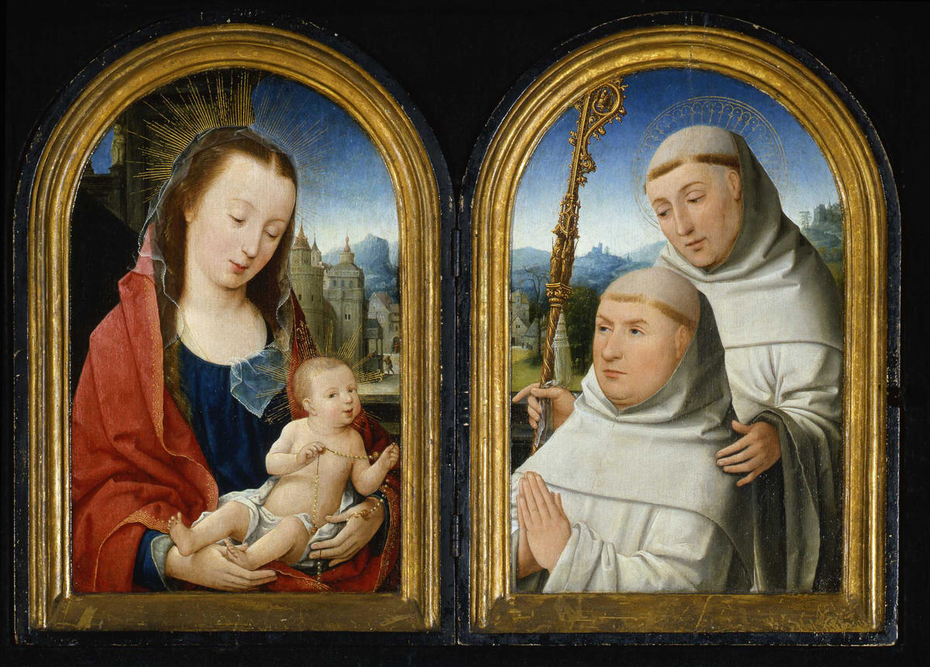 Virgin and Child with Rosary, St. Bernard with Cistercian Monk