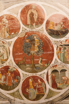 Wheel of Barlaam; Wheel of Aristotle with the Cardinal Virtues; the Judgement of Solomon by Cristoforo di Bindoccio