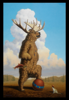 When Griz Grew Up He Wanted To Be A Moose by Linda Ridd Herzog Art