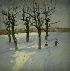 Winter Scene in a Suburb of Copenhagen by Fridolin Johansen