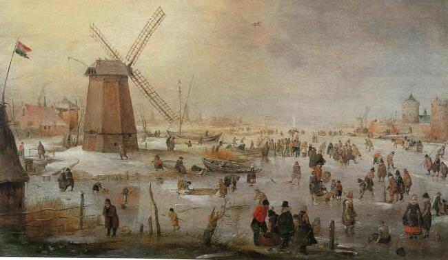 Winter Scene with Windmill