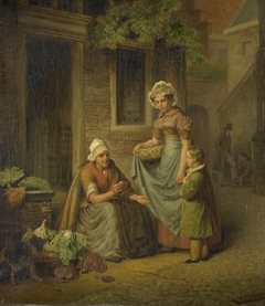 Woman Selling Vegetables by Lambertus Johannes Hansen