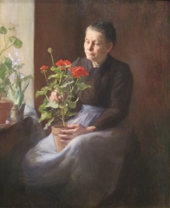Woman with Geraniums by Caroline A Lord