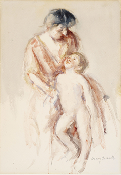 Woman with Nude Boy at Her Left by Mary Cassatt