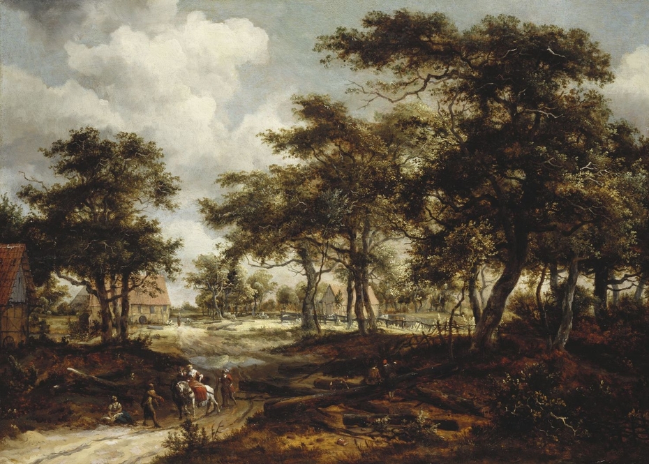 Wooded Landscape with Travellers and Beggars on a Road
