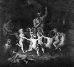 Woodland Deities Sourrounded by Dancing Bacchantes and Children Playing by Lorenz Frølich