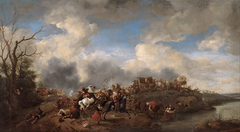 A cavalry battle by Philips Wouwerman