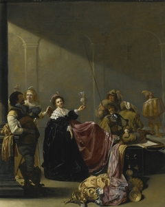 A Guardroom interoir with a seated Woman amongst Plunder