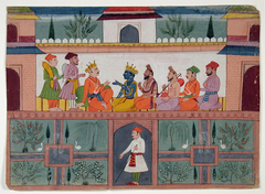 A king receives Krishna in his palace by Anonymous