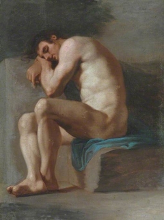 Academic Study of a Seated Male Nude