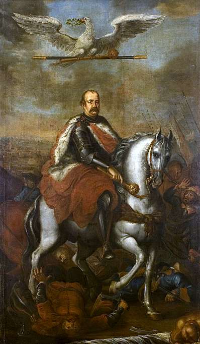 Allegorical portrait of Jerzy Sebastian Lubomirski on horseback.