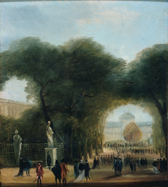 Ascension d'un aérostat, aux Tuileries (le 27 août 1783 ?) by Anonymous