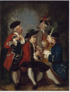 Caricature of Sir Thomas Kennedy, James Caulfield, Viscount Charlemont, the Hon. John Ward and Richard Phelps by Joshua Reynolds