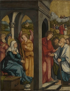 Christgartner Altar: Ein Engel reicht Maria die Palme by Hans Leonhard Schäufelein