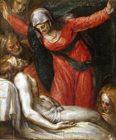 Cristo muerto con la Virgen, la Magdalena y santos by Anonymous