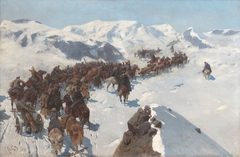 Crossing by Argutinsky through the snowy mountains of the Caucasus in 1853 by Franz Roubaud