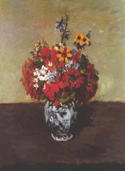 Dahlias in a Delft vase