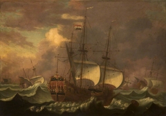 Dutch Galleons on a Stormy Sea by Anonymous