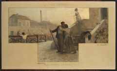 Esquisse pour la salle des mariages de la mairie d'Arcueil-Cachan : La Patrie - la défense du foyer by Alfred-Henri Bramtot