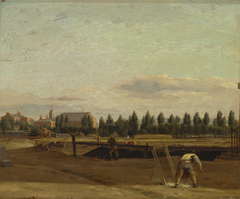 Excavating the Regent's Canal, with a View of Marylebone Chapel by John Seguier