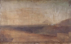 Extensive Landscape with River or Estuary and a Distant Mountain