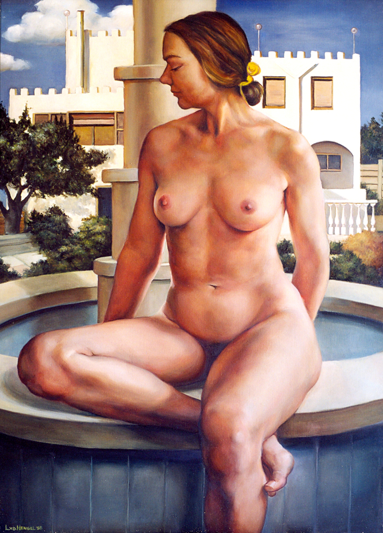 Female nude on a fountain