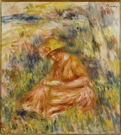 Femme lisant dans un paysage by Auguste Renoir