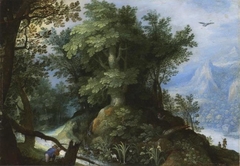 Forest Scene with Hunters