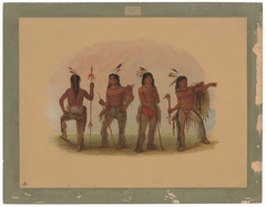 Four Navaho Warriors by George Catlin