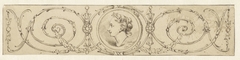 Friesvormig ornament met medaillon van kop van een vrouw by Johannes van Dregt