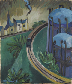 Gaskessel und Vorortsbahn by Ernst Ludwig Kirchner