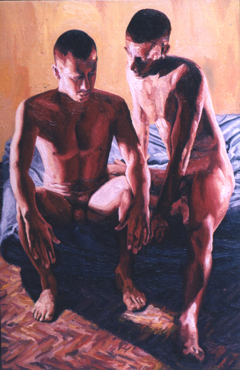 gay couple love paintings homosexual art painting queer artworks homoerotic painter raphael perez lgbt artist by Raphael Perez