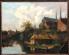 Gezicht op achterzijde van de huizen in de Walstraat en Bergkerk. by anonymous painter