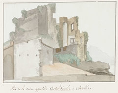 Gezicht op ruïne, zogenaamde Castel Vecchio, te Avellino by Louis Ducros