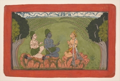 Hanuman before Rama and Lakshmana: Folio from the dispersed “Mankot" Ramayana series by Anonymous