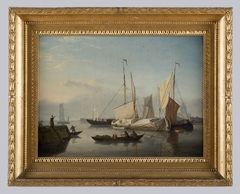 Harbour with ships by Nicolaas Baur