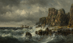 Het vergaan van een schip in een storm voor de kust by François Carlebur