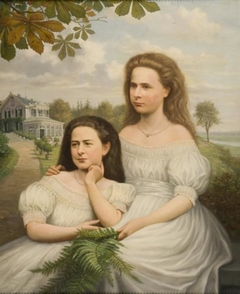 Justine Thérèse Civile (1855-1951), Baronesse de Constant Rebecque de Villars en haar zuster Cécile Alexandrine (1857-1941), Baronesse Constant de Rebecque de Villars by anonymous painter