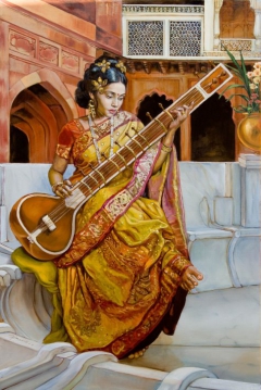 Lady with a sitar by Dominique Amendola