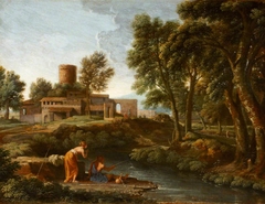 Landscape with a Man Fishing by Gaspard Dughet