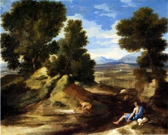 Landscape with a Man scooping Water from a Stream by Nicolas Poussin